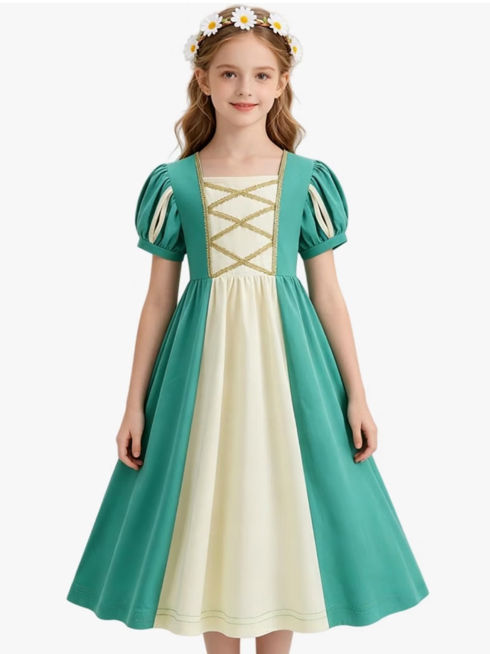 Medevial Victorian Irish Princess Dress with Floral Headband